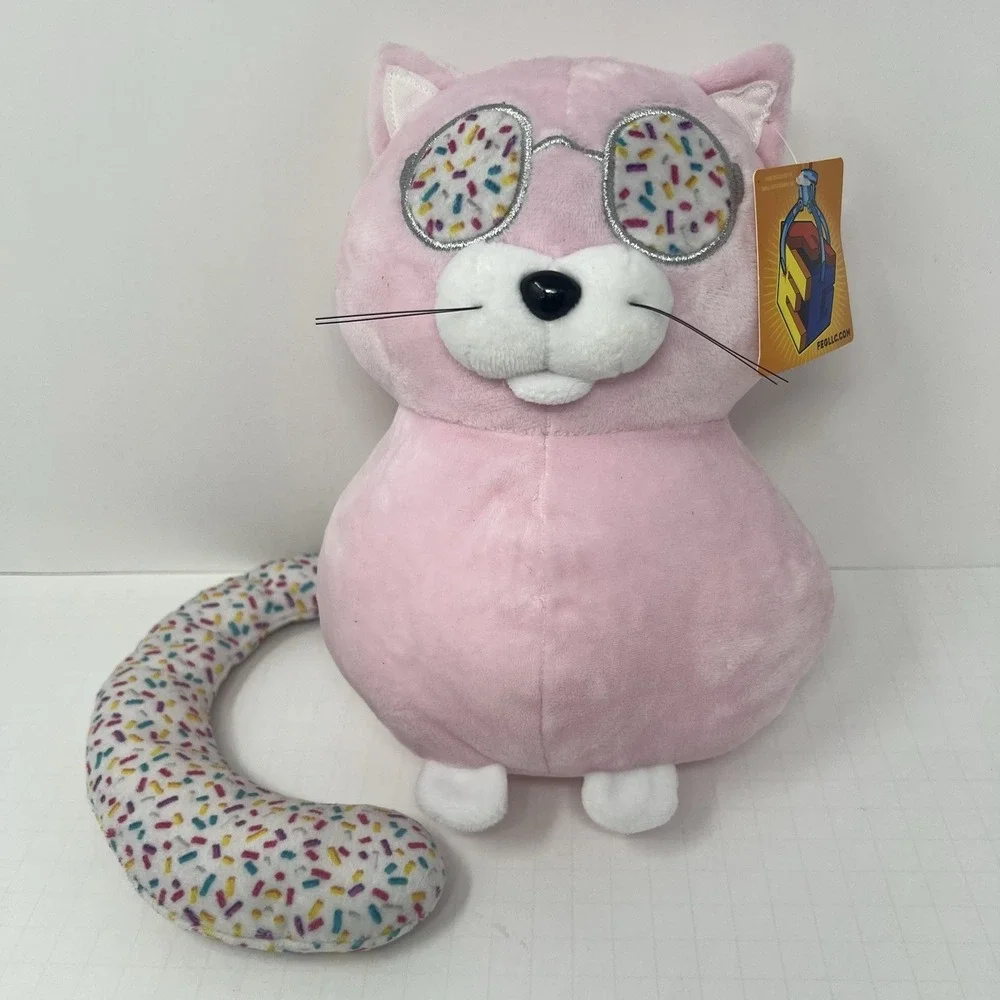 Ideal Toys‎ Pink Kitty Cat Plush Stuffed Animal Long Tail Soft Toy 9 Inch Cute